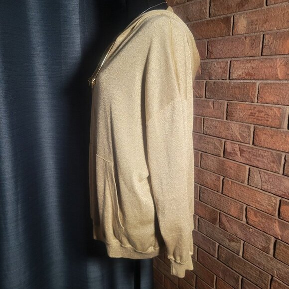 Bob Mackie Women's Gold Shimmer 1/4 Zip Hooded Sweatshirt - Size M - Picture 10 of 14